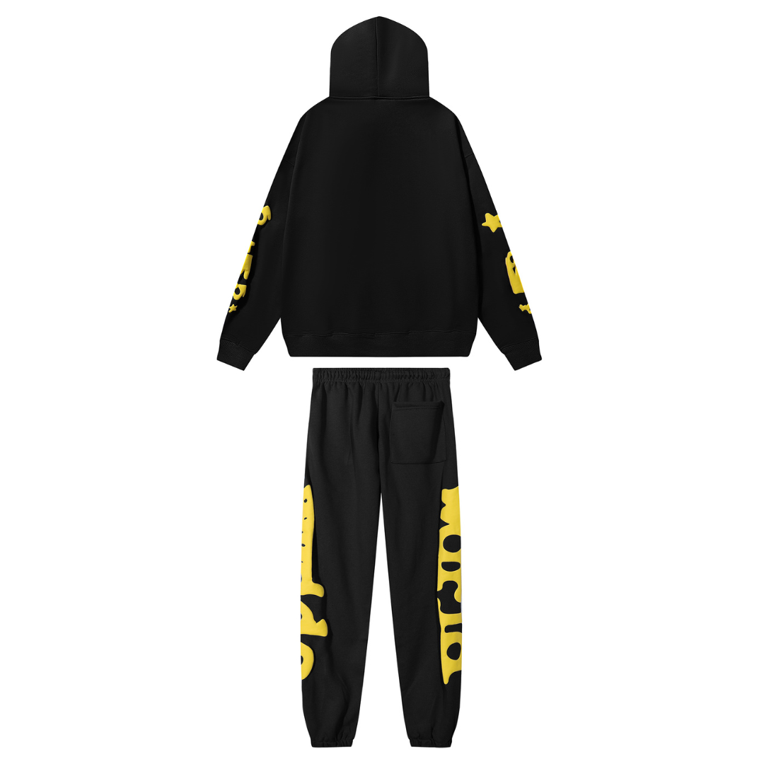 Black Yellow Sp5der Tracksuit